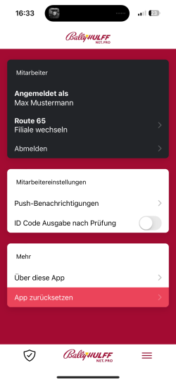 Übersicht nach der Anmeldung