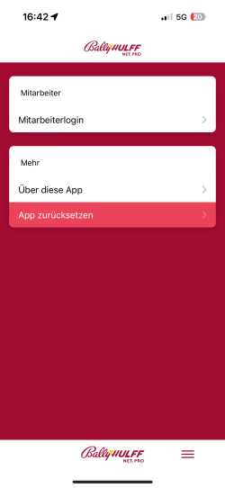 Anmeldung in der App