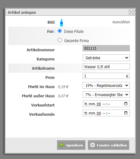 Artikel anlegen