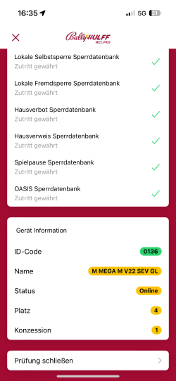 Ergebnis der Prüfung