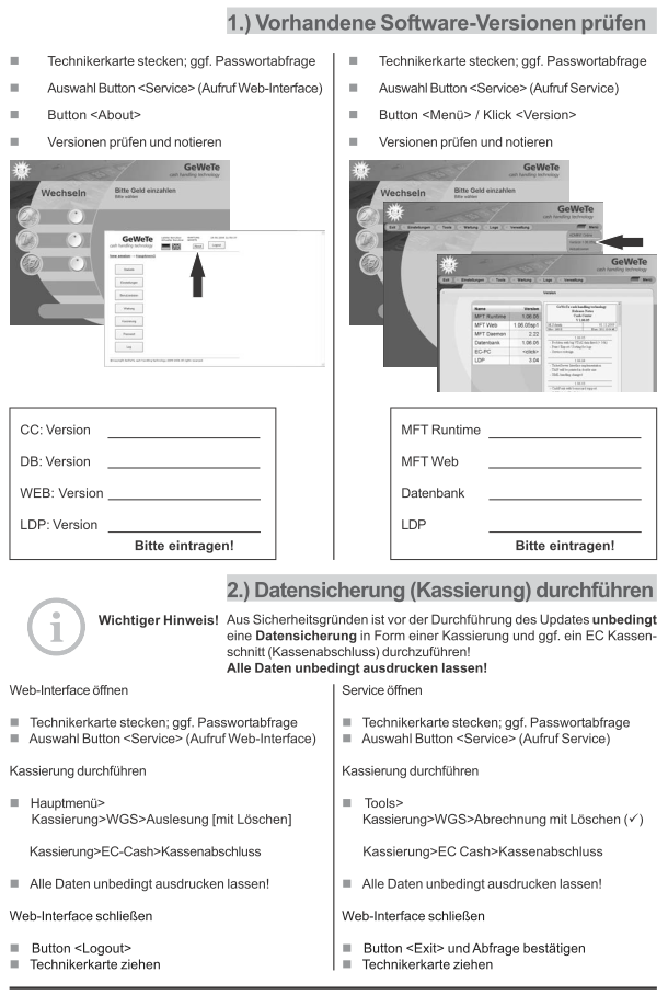 Software-Versionen prüfen Software-Versionen prüfen