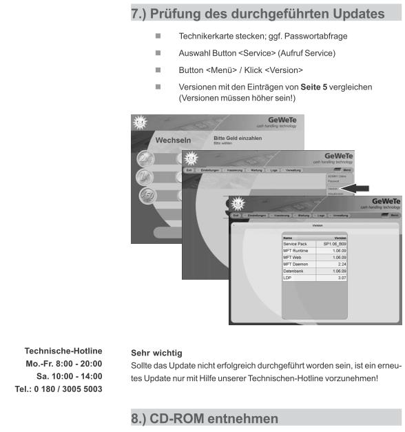 Prüfung des Updates Prüfung des Updates